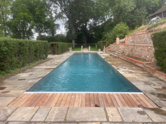 New build outdoor swimming pool in Surrey